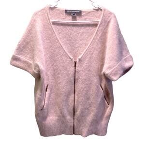 French Connection Women's Angora Vneck Zip Cardigan Sweater Sz M Cream